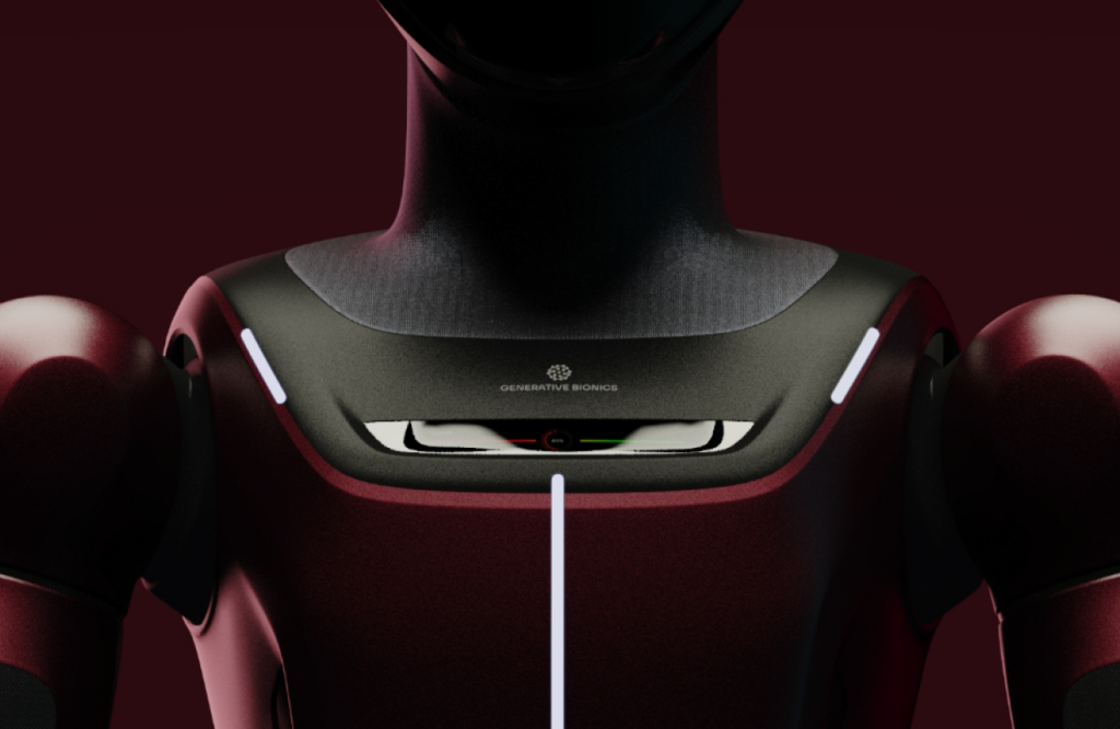 Primo piano robot innovativo di Generative Bionics, progettato con Physical AI per applicazioni industriali.